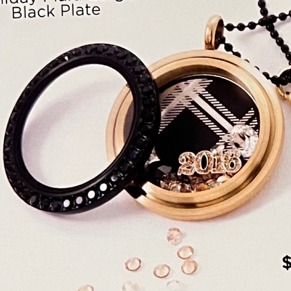 Origami Owl Black & Gold Plaid Large Locket Plate - Picture 6 of 6